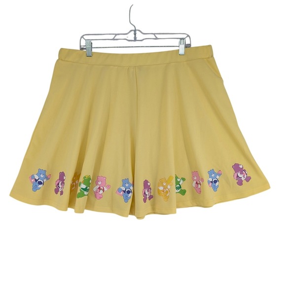 SHEIN Dresses & Skirts - Care Bears Yellow Skater Skirt Womens 3XL Characters Front and Back 38" Waist